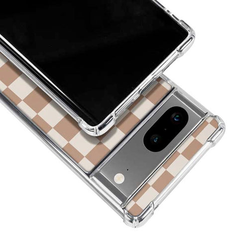Neutral Checkered Google Pixel 8 Clear Case